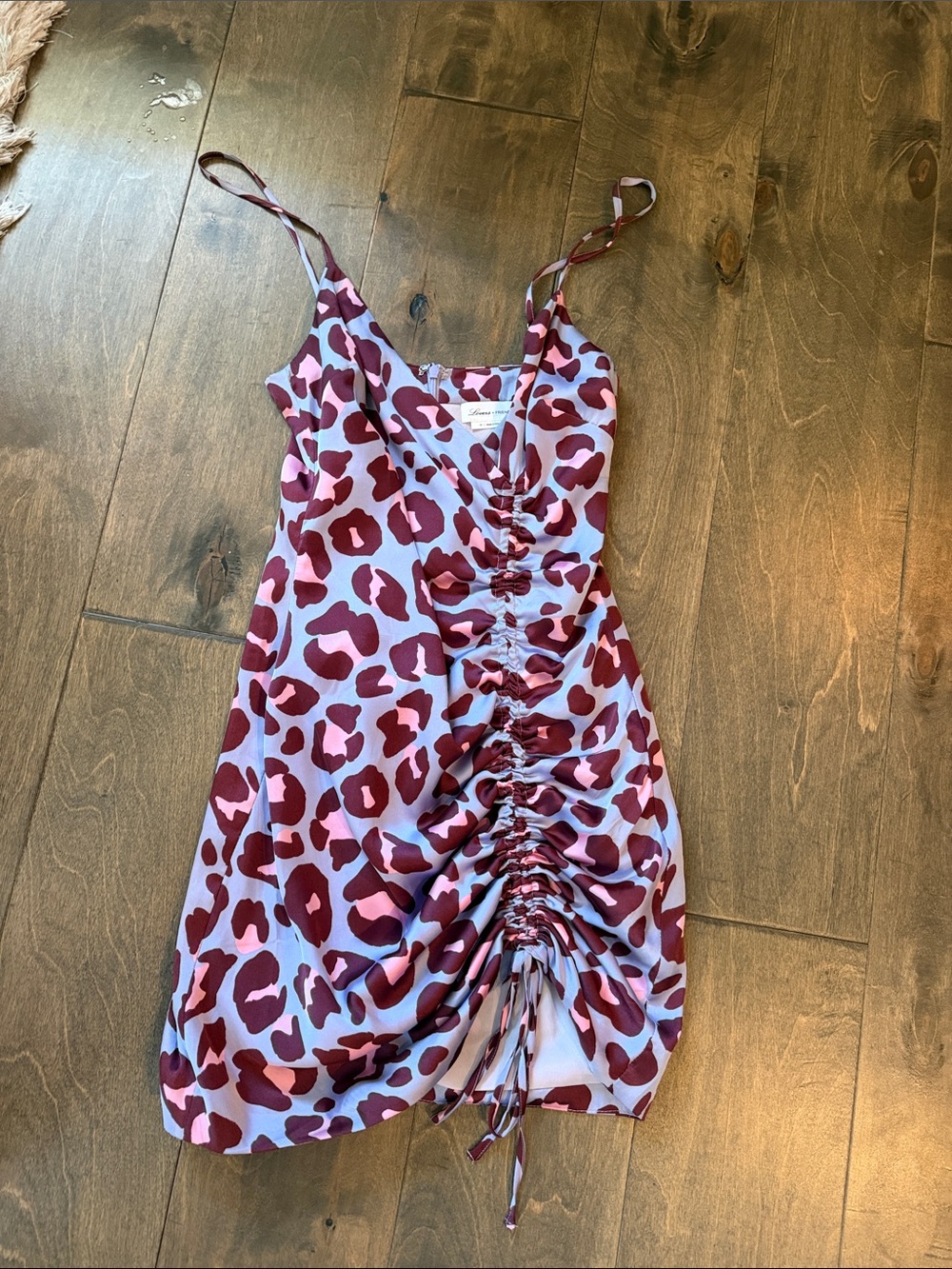 Lovers + Friends Lavender Mini Dress with Burgundy Leopard Print